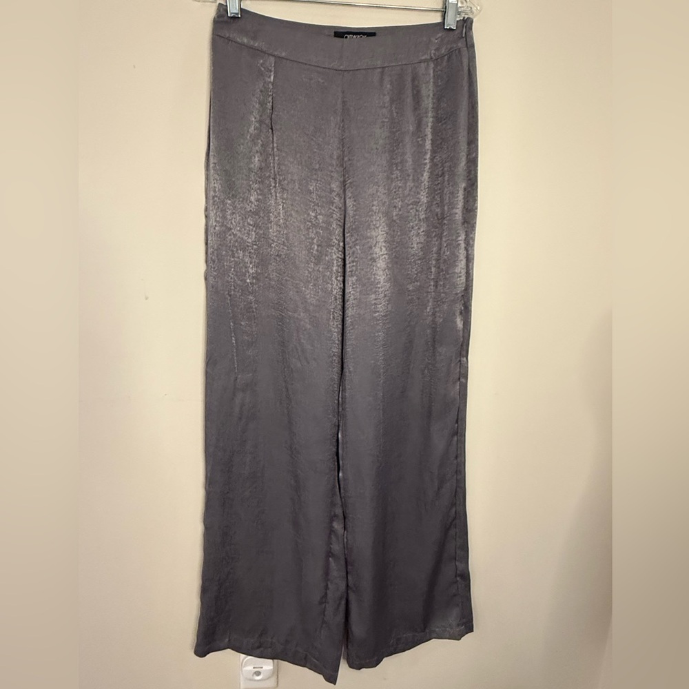 Outrageous Fortune shimmery silver wide leg dress pants SZ 8